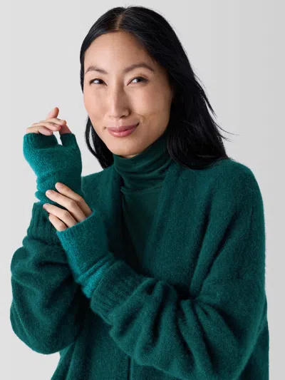 Eileen Fisher Cashmere Silk Bliss Glovelettes In Green