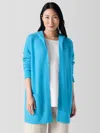 Eileen Fisher Cashmere Silk Bliss Hooded Cardigan In Blue