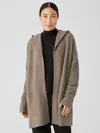 Eileen Fisher Cashmere Silk Bliss Hooded Cardigan In Brown
