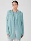 Eileen Fisher Cashmere Silk Bliss Hooded Cardigan In Blue