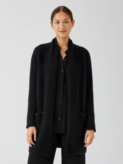 Eileen Fisher Cashmere Silk Bliss Long Cardigan In Black
