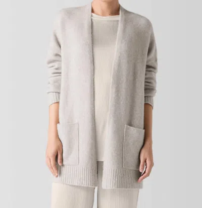 Eileen Fisher Cashmere Silk Bliss Long Cardigan In Maple Oat In Multi