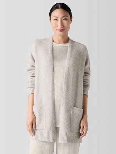 Eileen Fisher Cashmere Silk Bliss Long Cardigan In Maple Oat