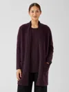 Eileen Fisher Cashmere Silk Bliss Long Cardigan In Purple