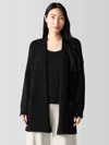 Eileen Fisher Cashmere Silk Bliss Long Cardigan In Black