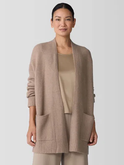 Eileen Fisher Cashmere Silk Bliss Long Cardigan In Brown
