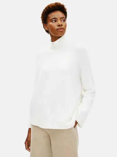 Eileen Fisher Cashmere Silk Bliss Turtleneck Box-top In White