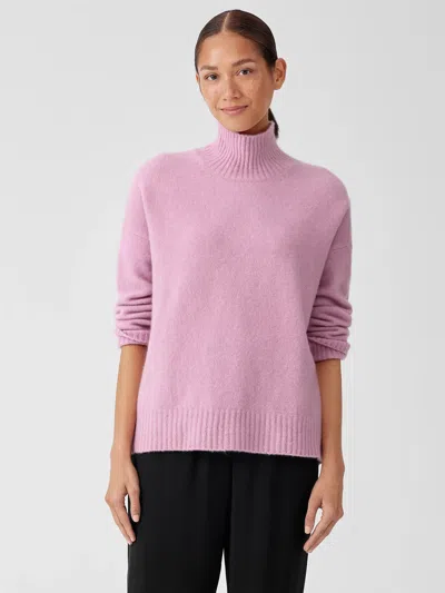 Eileen Fisher Cashmere Silk Bliss Turtleneck Box-top In Pink