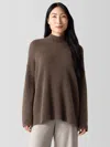 Eileen Fisher Cashmere Silk Bliss Turtleneck Box-top In Brown