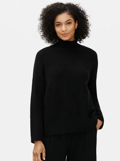 Eileen Fisher Cashmere Silk Bliss Turtleneck Box-top In Black
