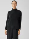 Eileen Fisher Cashmere Silk Bliss Turtleneck Box-top In Black