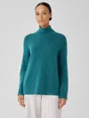 Eileen Fisher Cashmere Silk Bliss Turtleneck Box-top In Blue