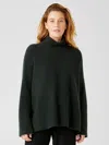 Eileen Fisher Cashmere Silk Bliss Turtleneck Box-top In Green