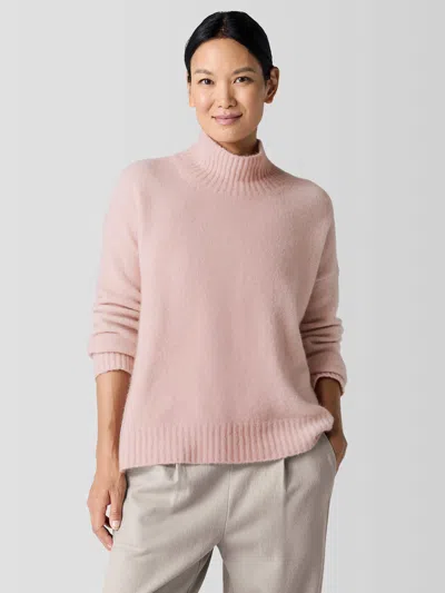 Eileen Fisher Cashmere Silk Bliss Turtleneck Box-top In Pink