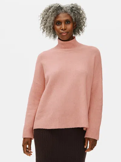 Eileen Fisher Cashmere Silk Bliss Turtleneck Box-top In Pink