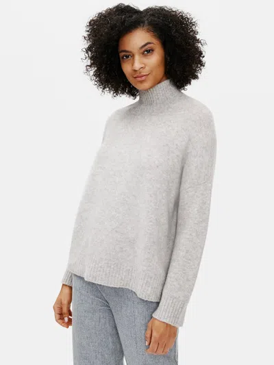 Eileen Fisher Cashmere Silk Bliss Turtleneck Box-top In Gray