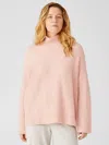 Eileen Fisher Cashmere Silk Bliss Turtleneck Box-top In Pink