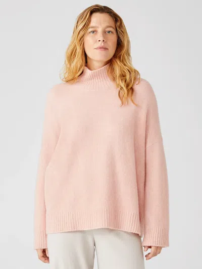 Eileen Fisher Cashmere Silk Bliss Turtleneck Box-top In Pink