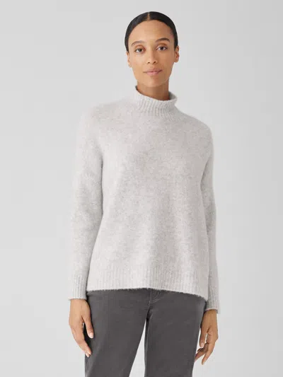 Eileen Fisher Cashmere Silk Bliss Turtleneck Box-top In Neutral