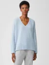 Eileen Fisher Cashmere Silk Bliss V-neck Top In Blue
