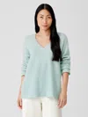 Eileen Fisher Cashmere Silk Bliss V-neck Top In Neutral