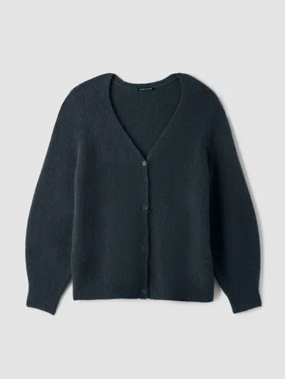 Eileen Fisher Cashmere Silk Bliss V-neck Cardigan In Blue