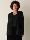 Eileen Fisher Cashmere Silk Boucle Bliss Cardigan In Black