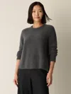 Eileen Fisher Cashmere Silk Boucle Bliss Crew Neck Top In Gray
