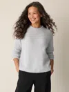 Eileen Fisher Cashmere Silk Boucle Bliss Crew Neck Top In Gray