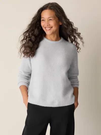 Eileen Fisher Cashmere Silk Boucle Bliss Crew Neck Top In Gray