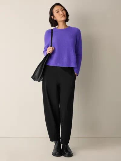 Eileen Fisher Cashmere Silk Boucle Bliss Crew Neck Top In Purple