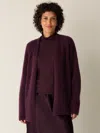 Eileen Fisher Cashmere Silk Boucle Bliss Long Cardigan In Burgundy