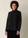 Eileen Fisher Cashmere Silk Boucle Bliss Turtleneck Top In Black