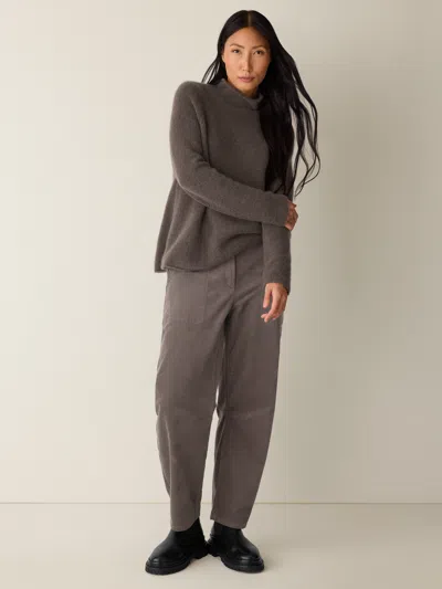 Eileen Fisher Cashmere Silk Boucle Bliss Turtleneck Top In Brown