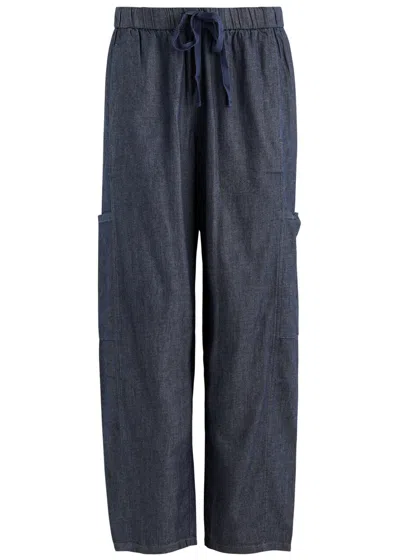Eileen Fisher Chambray Cargo Trousers In Denim
