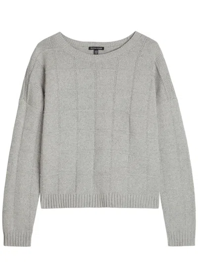 Eileen Fisher Check Cotton And Cashmere-blend Jumper In Gray