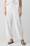 Eileen Fisher Check Organic Cotton Lantern Ankle Pants In White