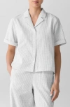 Eileen Fisher Check Organic Cotton Seersucker Button-up Shirt In White