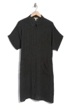 Eileen Fisher Check Organic Linen Button-up Dress In Black