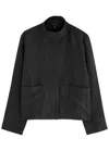 Eileen Fisher Checked-jacquard Silk-blend Jacket In Grey