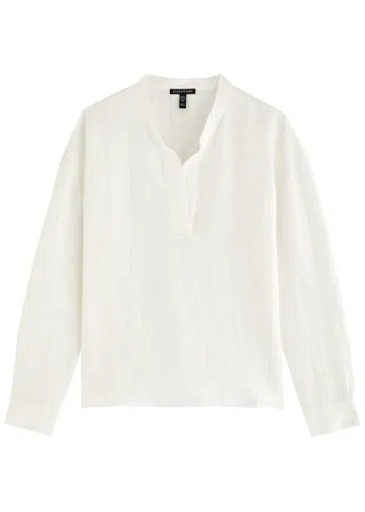 Eileen Fisher Checked-jacquard Silk-blend Shirt In Ivory