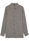 Eileen Fisher Checked Linen Shirt In Brown