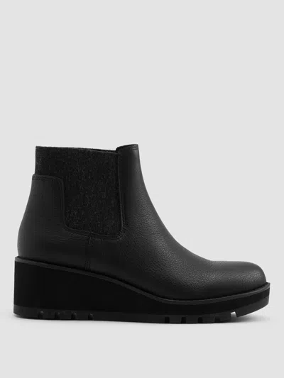 Eileen Fisher Chelsea Wedge Washed Leather Bootie In Black