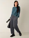 Eileen Fisher Chenille Blend Crew Neck Top In Black