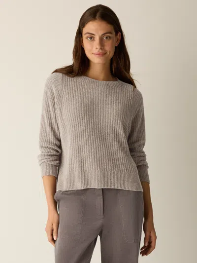 Eileen Fisher Chenille Blend Crew Neck Top In Gray