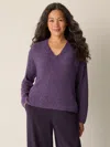 Eileen Fisher V-neck Stretch Cotton Sweater In Purple