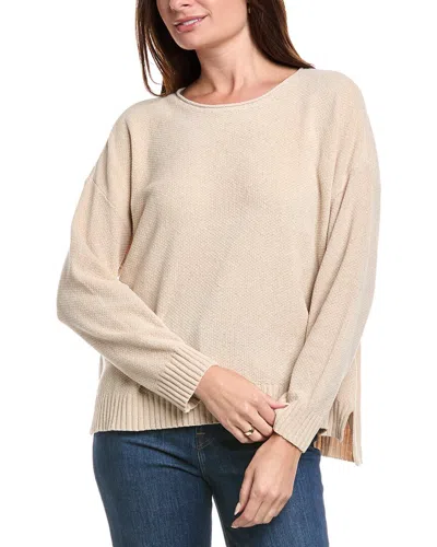 Eileen Fisher Chenille Jewel Neck Sweater In Neutral