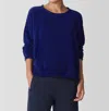 Eileen Fisher Organic Cotton Chenille Jewel Neck Top In Infinity In Blue