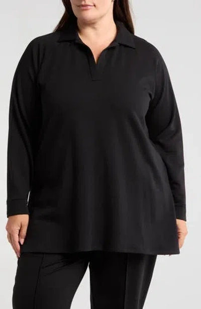 Eileen Fisher Raglan-sleeve Brushed Terry Top In Black