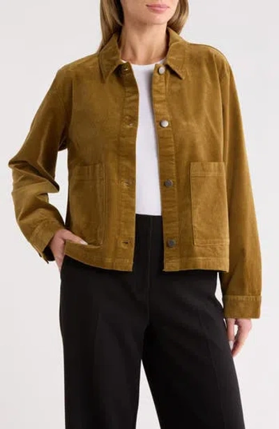 Eileen Fisher Classic Collar Corduroy Jacket In Brown
